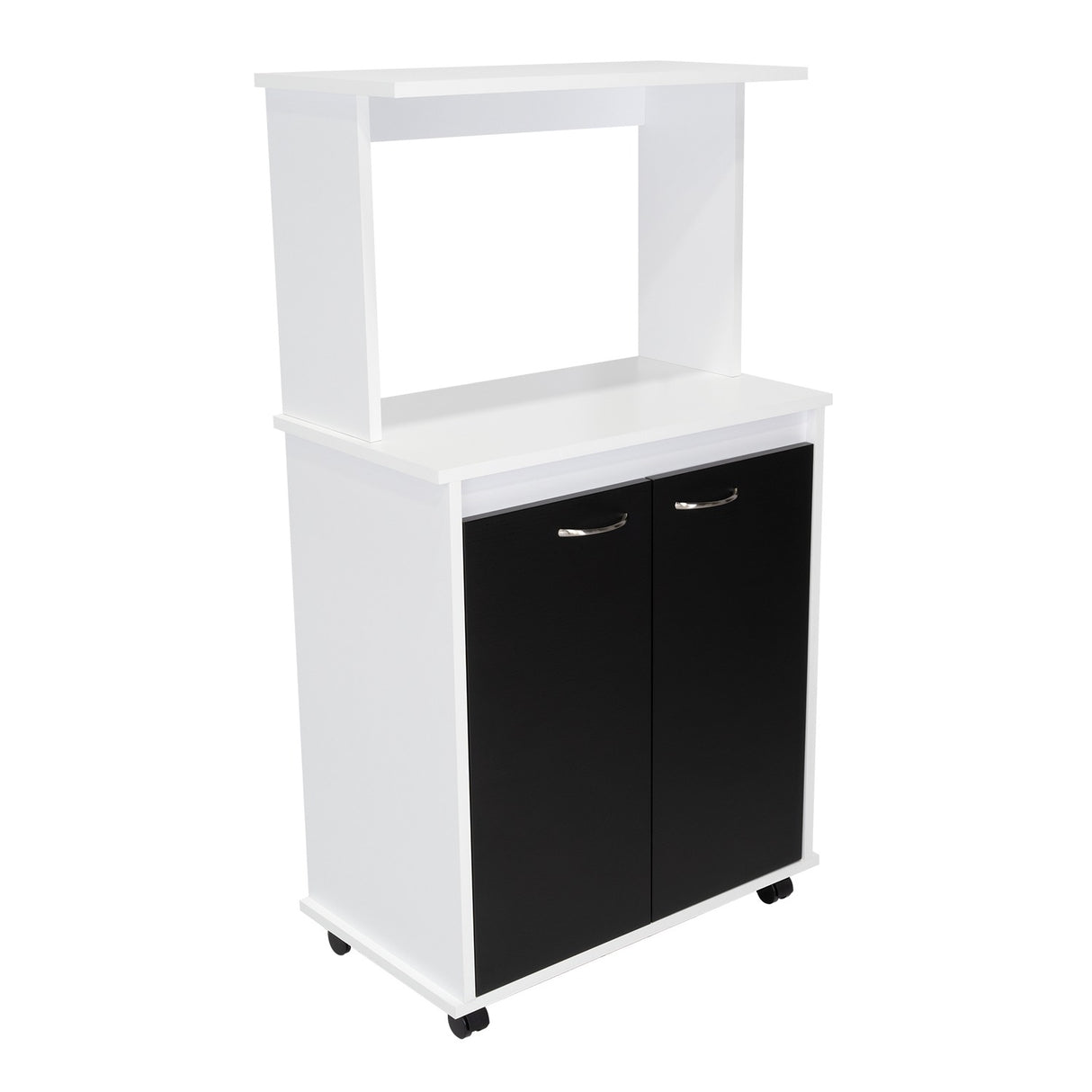 Mueble Microondas Italia Blanco y Wengue 63.1x113.5cm sin Cajones y con Dos Puertas - Muebles Organizadores | Bylmo
