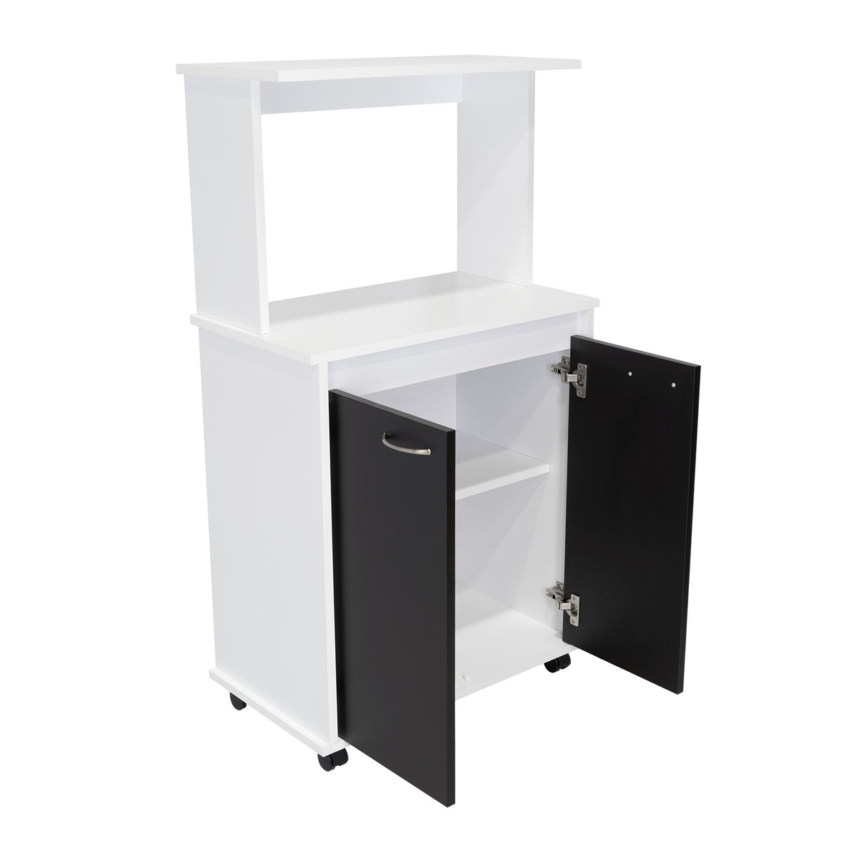 Mueble Microondas Italia Blanco y Wengue 63.1x113.5cm sin Cajones y con Dos Puertas - Muebles Organizadores | Bylmo