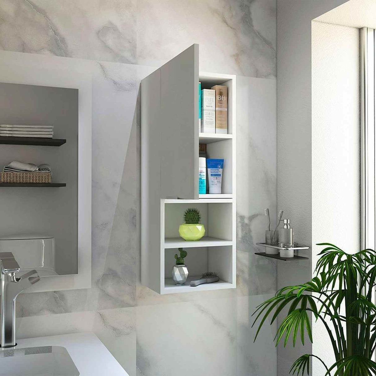 Gabinete de Baño Jules Blanco 30x80cm Rectangular sin Espejo y con Dos Entrepaños - Gabinetes | Bylmo