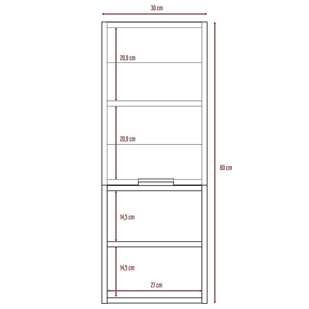 Gabinete de Baño Jules Blanco 30x80cm Rectangular sin Espejo y con Dos Entrepaños - Gabinetes | Bylmo
