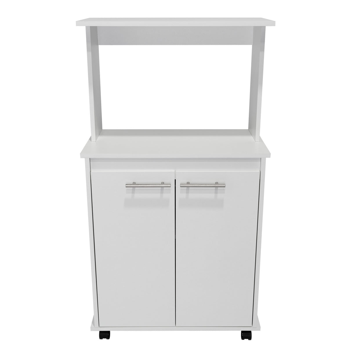 Mueble Microondas Mancheter Blanco 63.1x113.5cm con Dos Puertas y con Rodachines - Muebles Organizadores | Bylmo