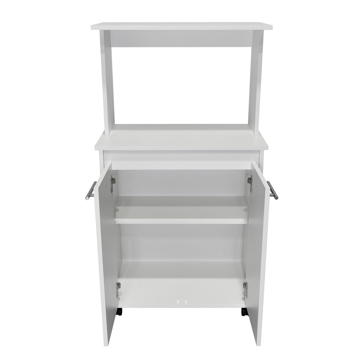 Mueble Microondas Mancheter Blanco 63.1x113.5cm con Dos Puertas y con Rodachines - Muebles Organizadores | Bylmo