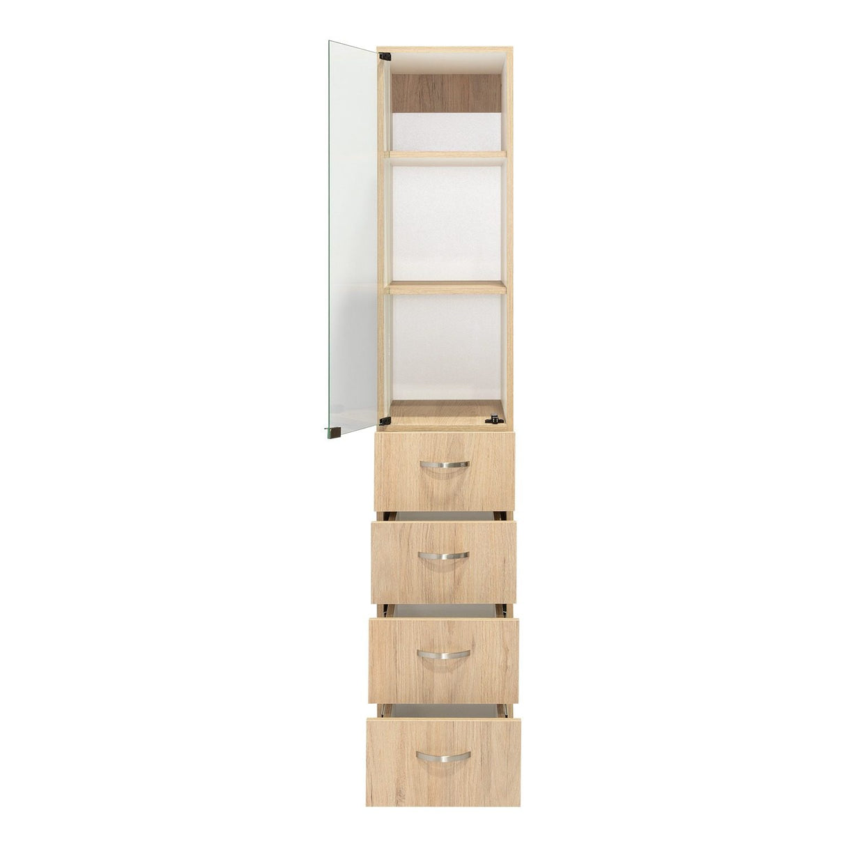 Torre de Baño Vanguard Rovere 30.4x173.45cm con Cuatro Cajones y con Dos Entrepaños - Gabinetes | Bylmo