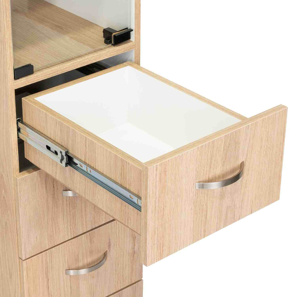 Torre de Baño Vanguard Rovere 30.4x173.45cm con Cuatro Cajones y con Dos Entrepaños - Gabinetes | Bylmo