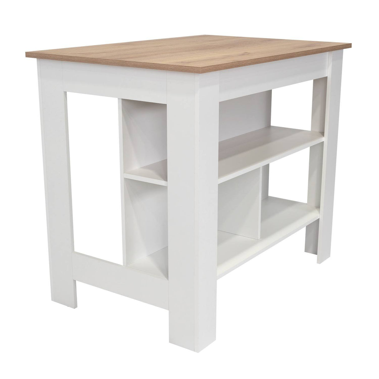 Mueble Auxiliar de Cocina Cala Blanco y Duna 103x90cm con Dos Entrepaños y con Tres Comportamientos - Muebles Organizadores | Bylmo