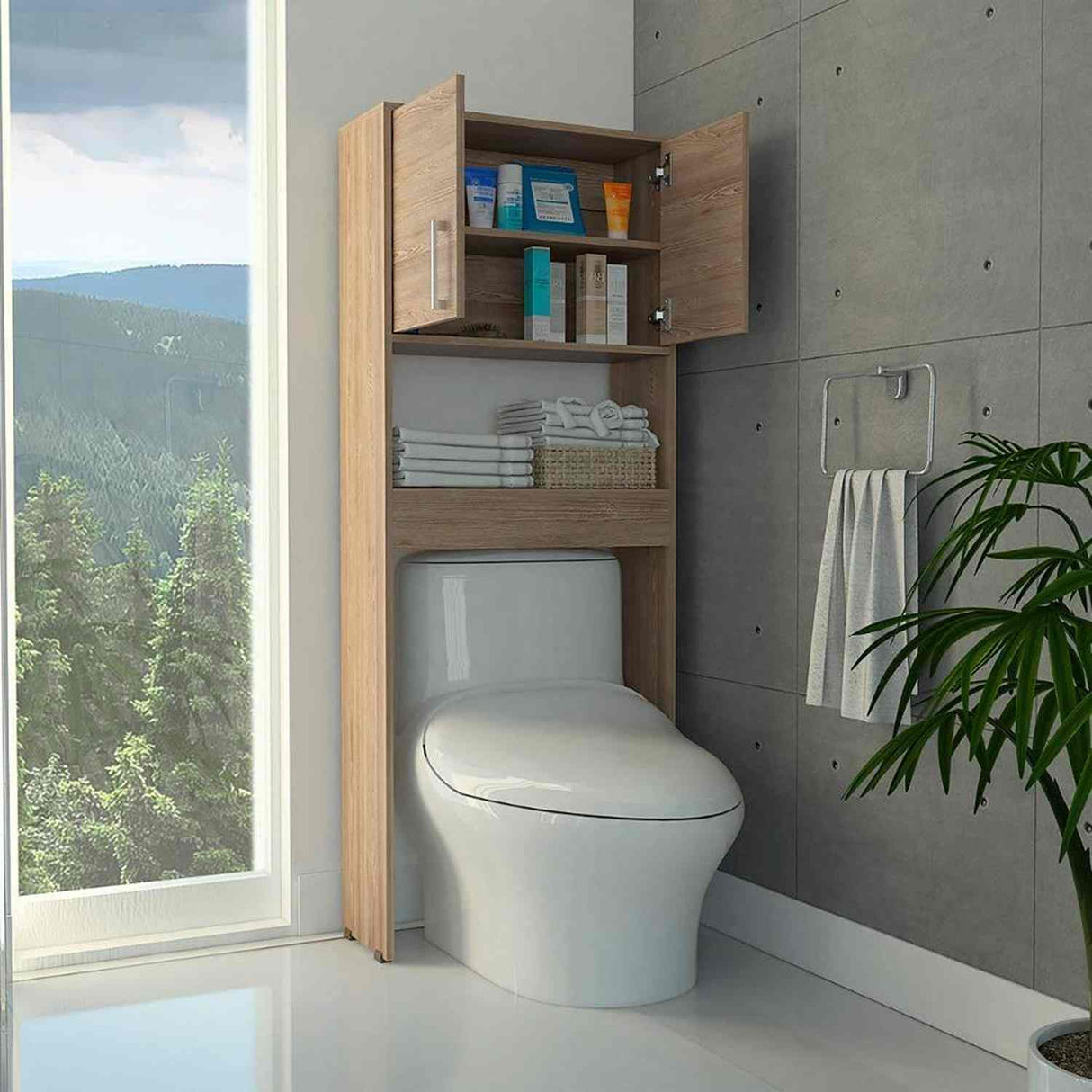 Optimizador de Baño Barcelona Miel 63x160cm sin Cajones y con Un Entrepaño - Gabinetes | Bylmo