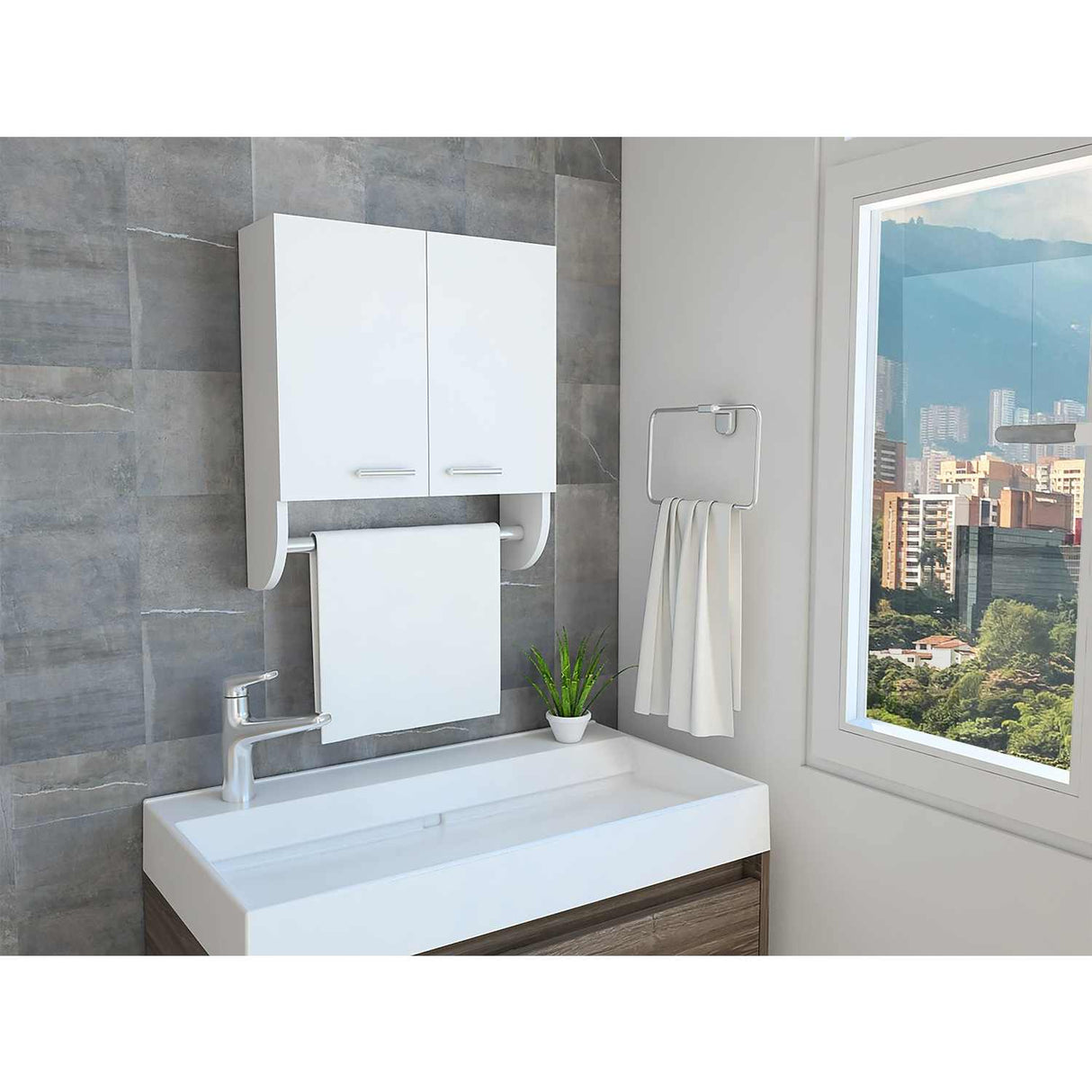 Gabinete de Baño Bath Blanco 50x45cm Cuadrado sin Espejo y con Dos Entrepaños - Gabinetes | Bylmo