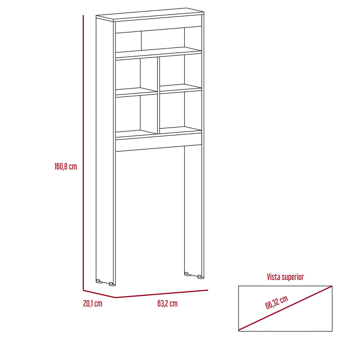 Optimizador de Baño Duo Blanco 63x160cm sin Cajones y con Tres Entrepaños - Gabinetes | Bylmo