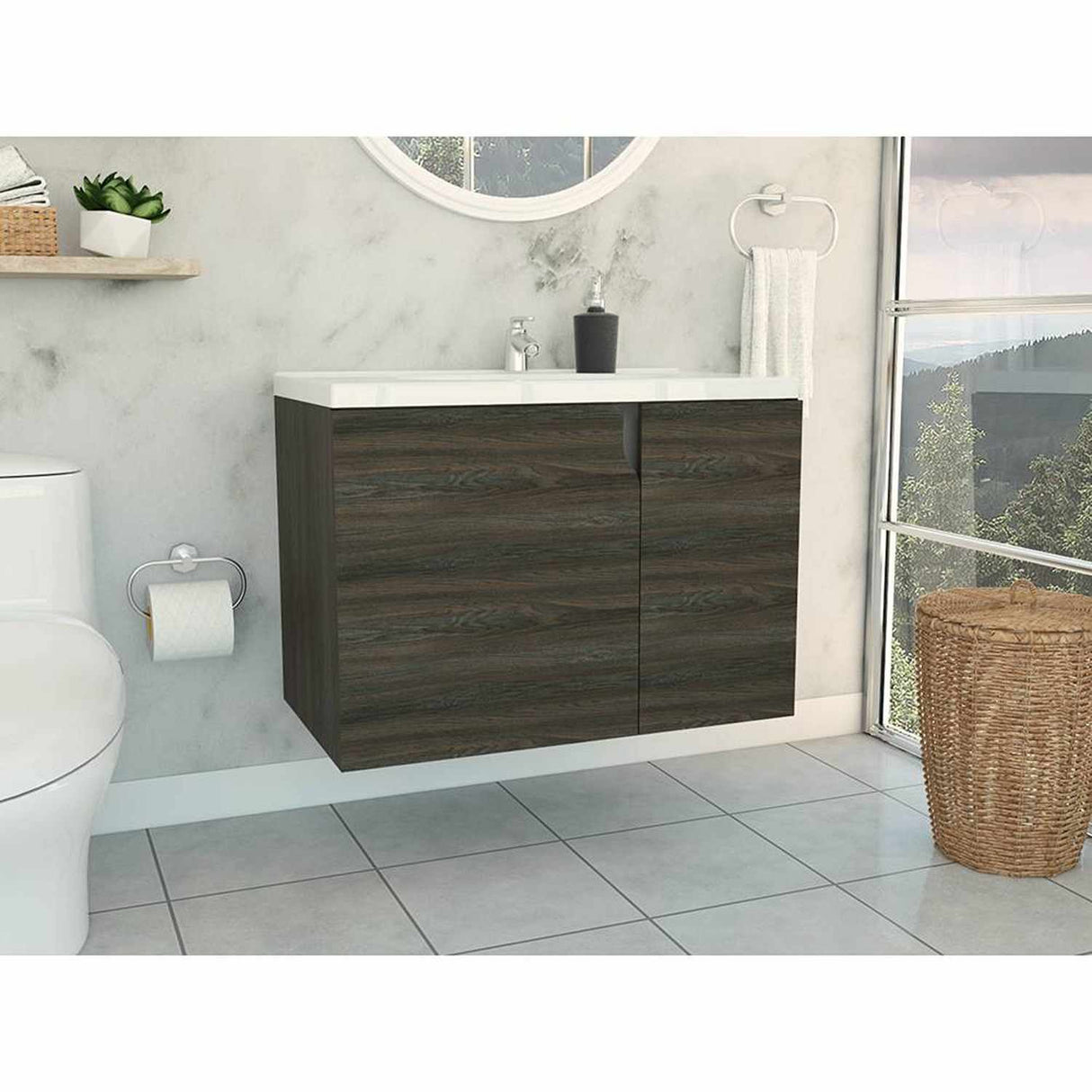 Mueble Elipse Carbon y Plomo 80 cm con Una Puerta - Gabinetes | Bylmo