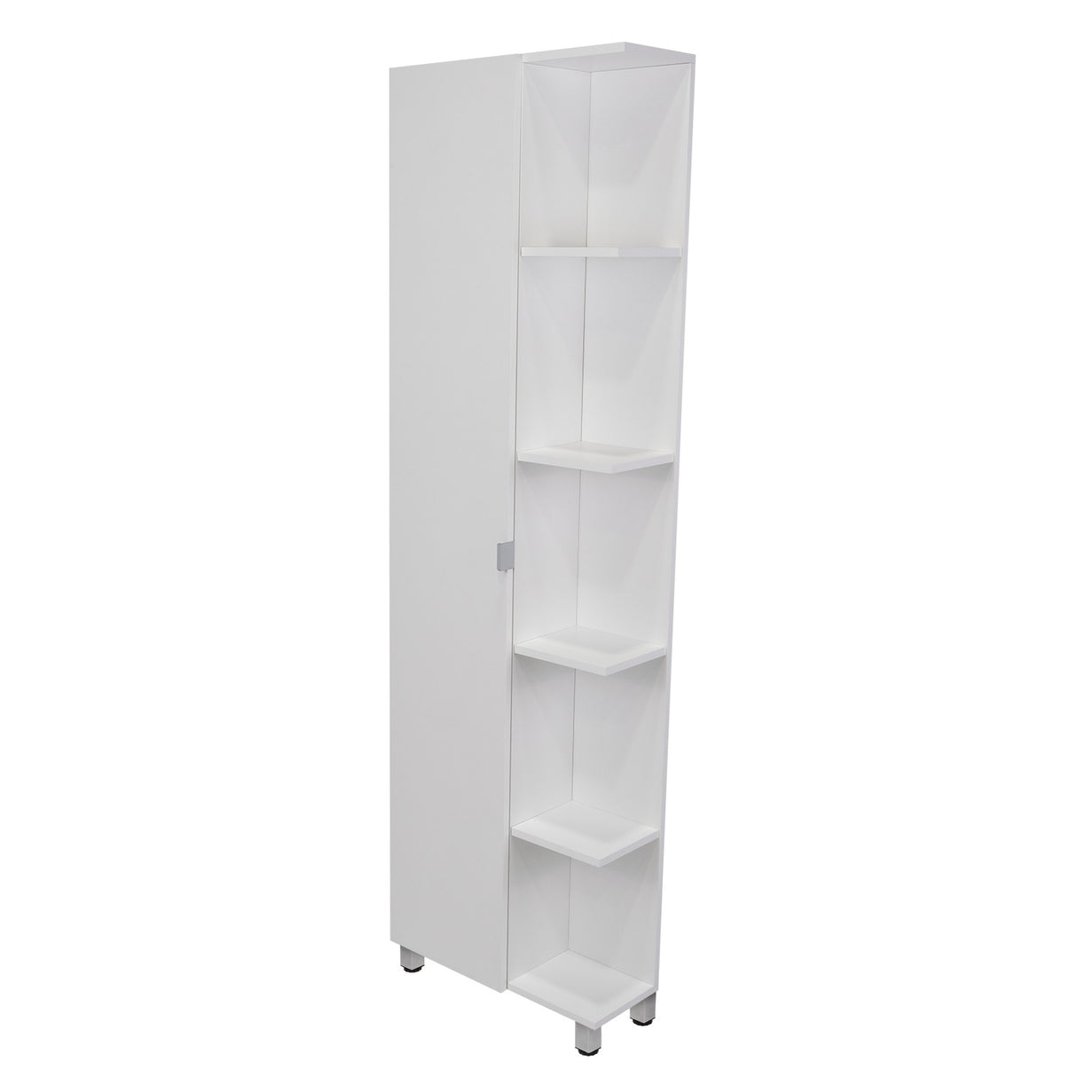Mueble para Baño Esquinero Urano Blanco 51.2x158cm sin Cajones y con Cuatro Entrepaños - Gabinetes | Bylmo