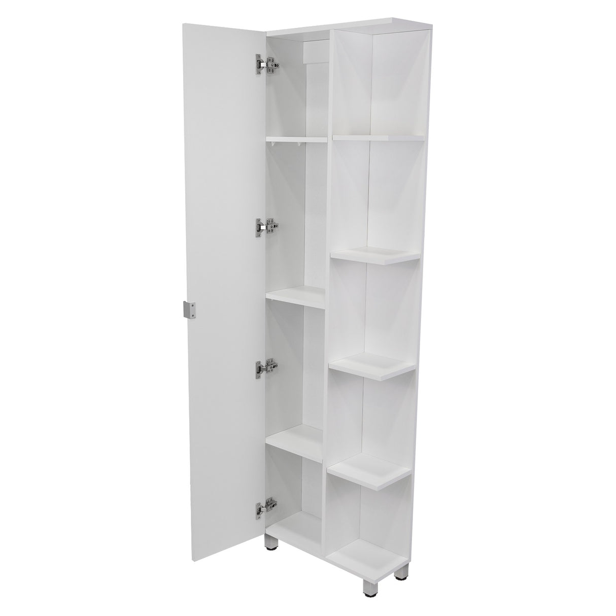 Mueble para Baño Esquinero Urano Blanco 51.2x158cm sin Cajones y con Cuatro Entrepaños - Gabinetes | Bylmo
