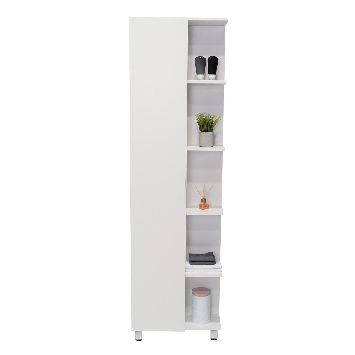 Mueble para Baño Esquinero Urano Blanco 51.2x158cm sin Cajones y con Cuatro Entrepaños - Gabinetes | Bylmo
