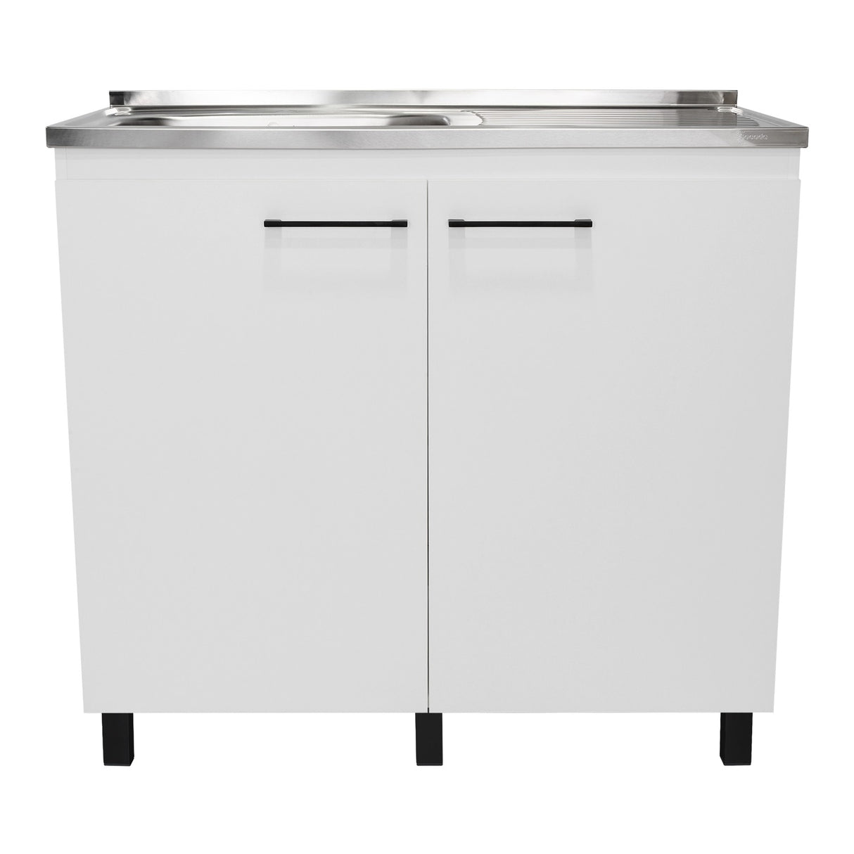 Mueble Inferior Napoles Blanco 100x89cm con Mesón de Acero Inoxidable y con Pozuelo Lado Izquierdo - Muebles Inferiores | Bylmo