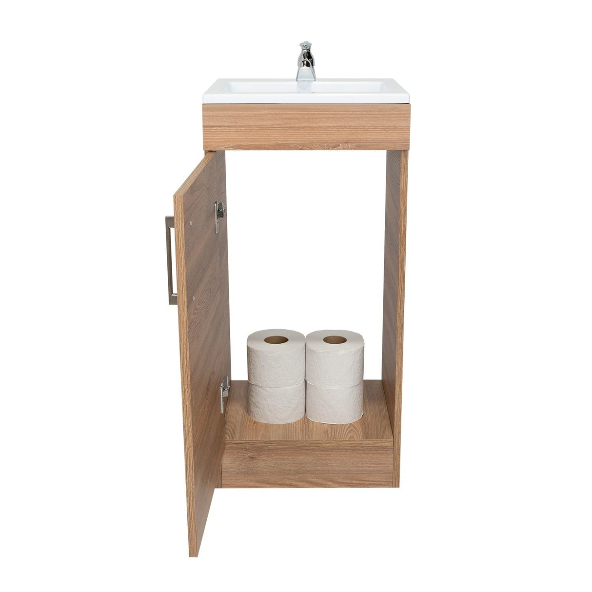 Mueble para Lavamanos Madrid Miel 40x88cm Individual con Lavamanos con Una Puerta - Gabinetes | Bylmo