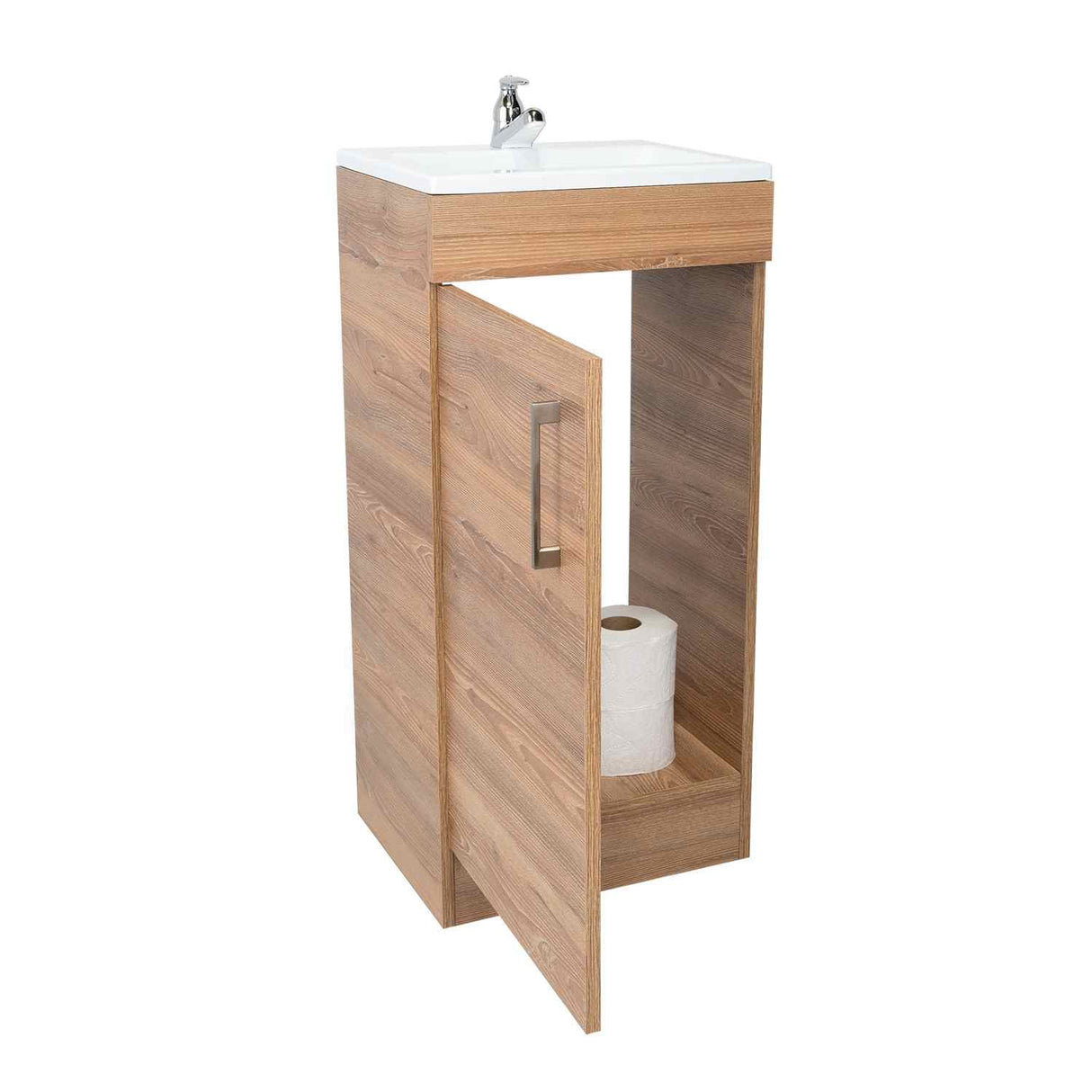 Mueble para Lavamanos Madrid Miel 40x88cm Individual con Lavamanos con Una Puerta - Gabinetes | Bylmo