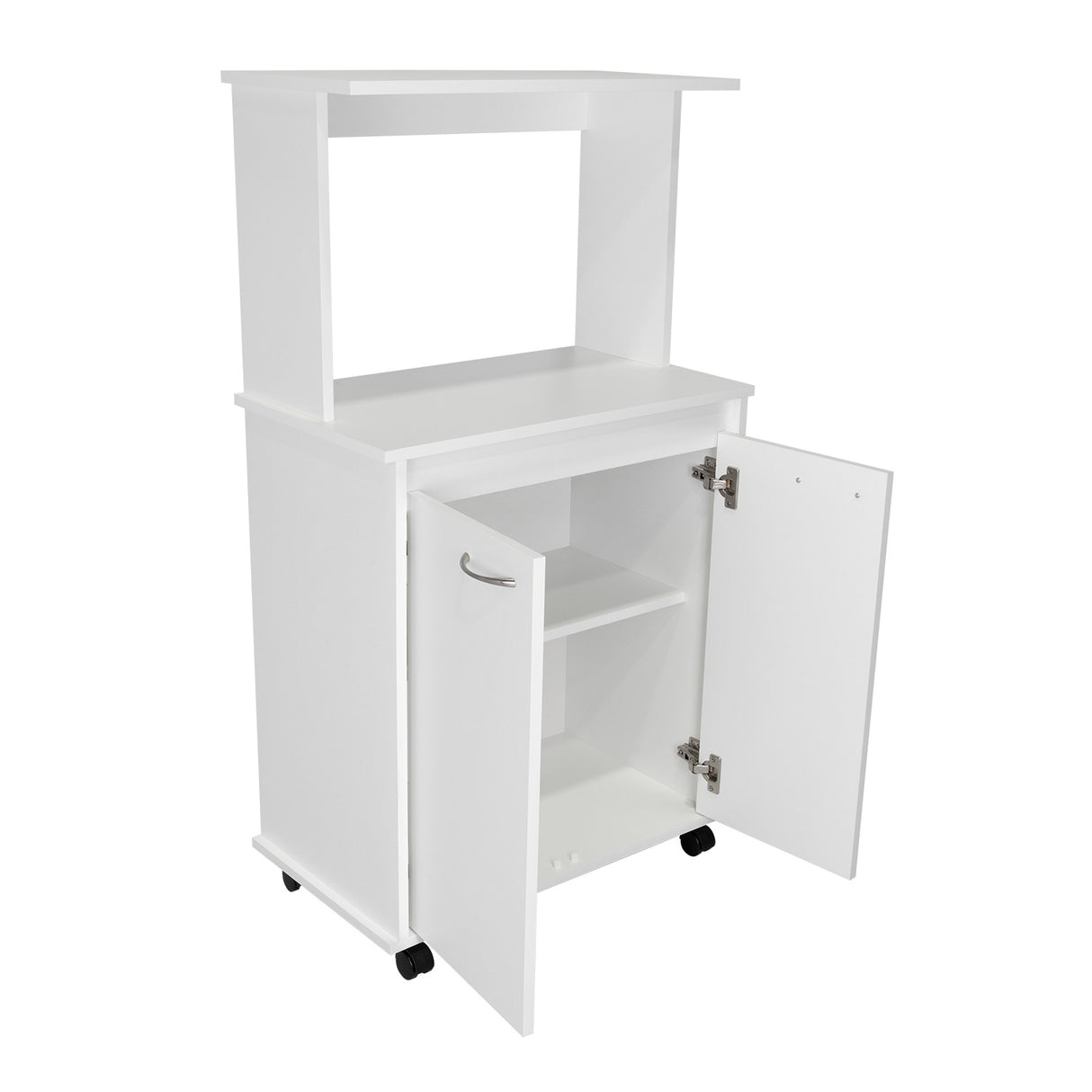 Mueble Microondas Blanco 63x113.5cm con Dos Entrepaños y Tres Compartimientos - Cocinas | Bylmo