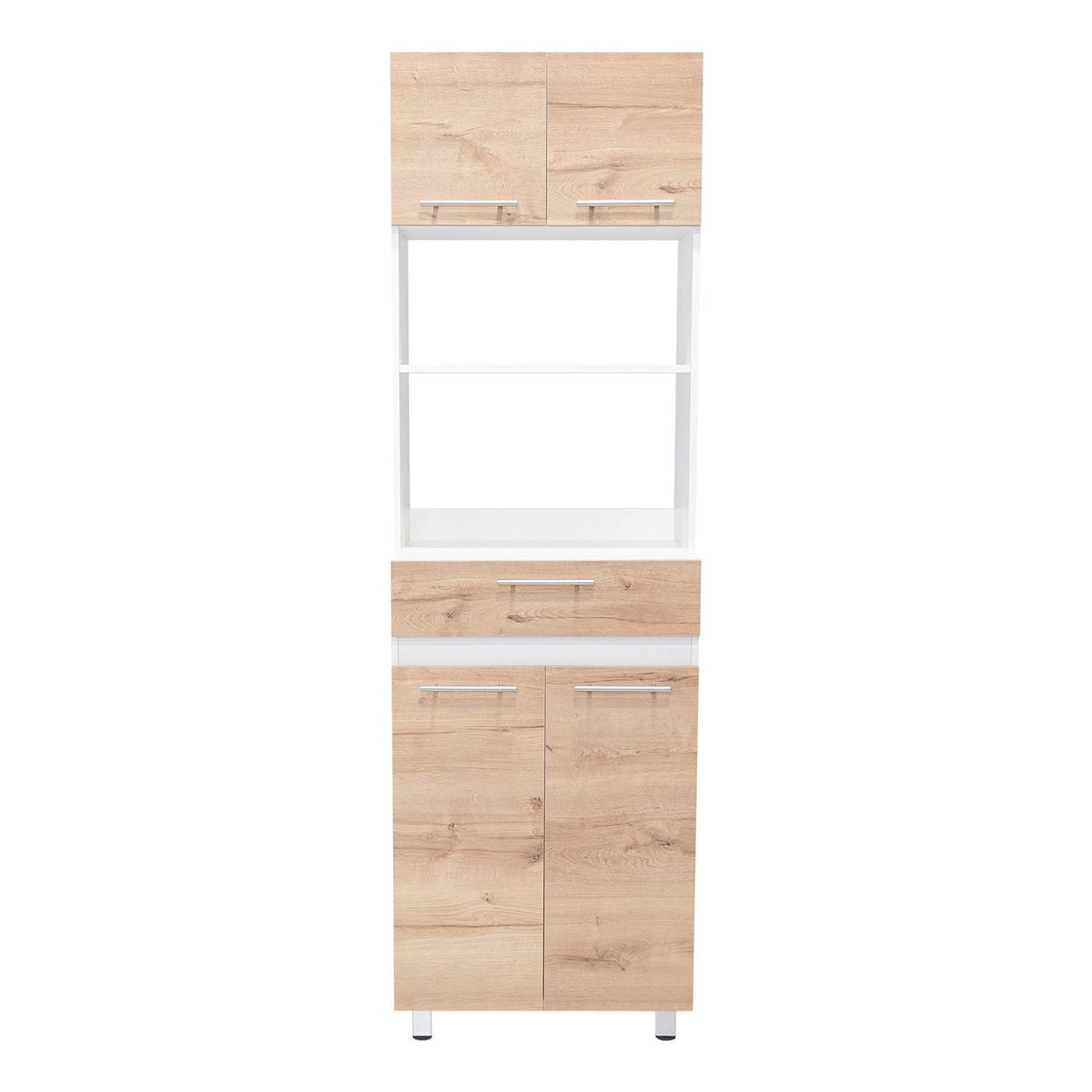 Mueble Microondas Luna Blanco y Duna 62.1x201.5cm con Un Cajón y con Cuatro Puertas - Muebles Organizadores | Bylmo