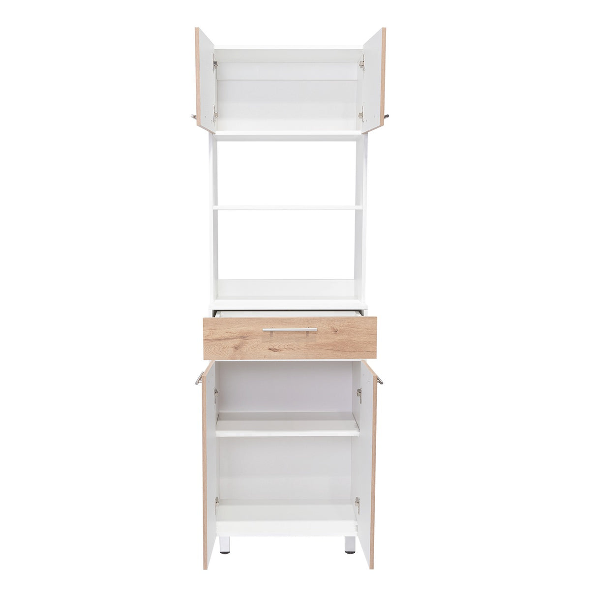 Mueble Microondas Luna Blanco y Duna 62.1x201.5cm con Un Cajón y con Cuatro Puertas - Muebles Organizadores | Bylmo