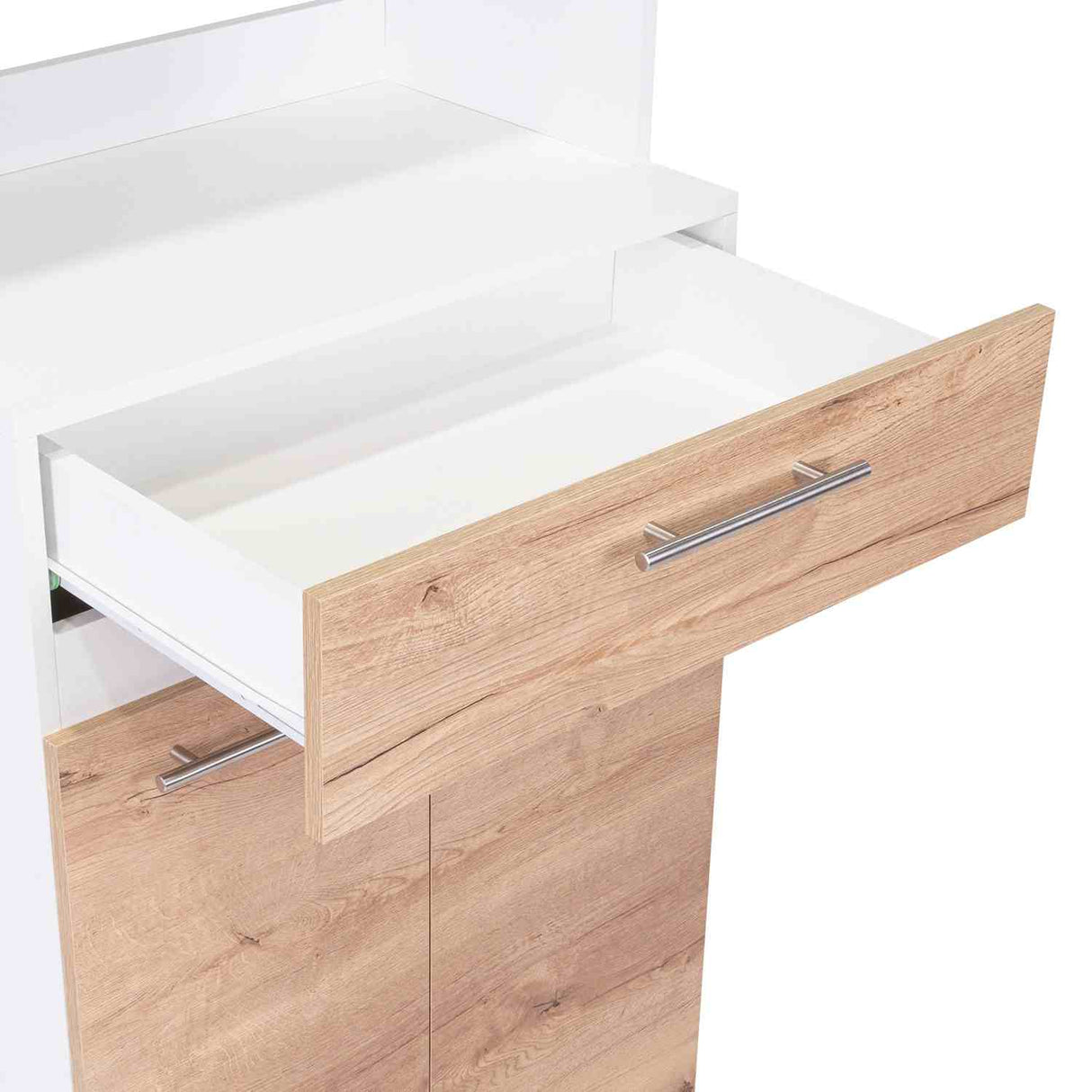 Mueble Microondas Luna Blanco y Duna 62.1x201.5cm con Un Cajón y con Cuatro Puertas - Muebles Organizadores | Bylmo