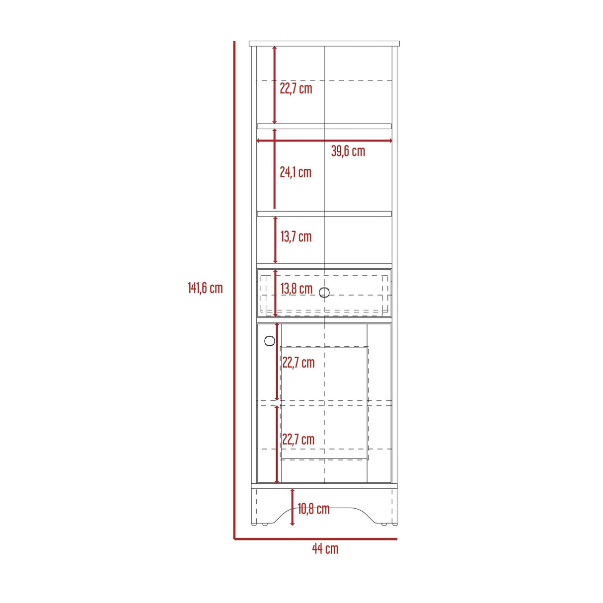 Estanteria para Baño St Cloud Duna 44x141.6cm con Tres Entrepaños y con Patas - Gabinetes | Bylmo