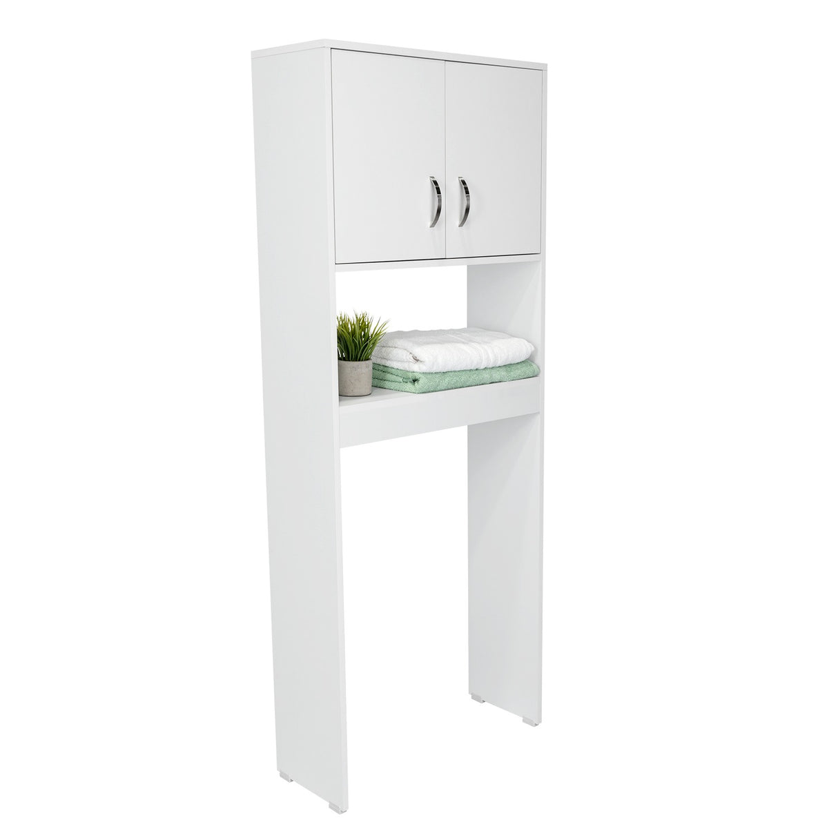Ahorrador de Espacio para Baño Siena Blanco 63x160cm sin Cajones y con Un Entrepaño - Gabinetes | Bylmo