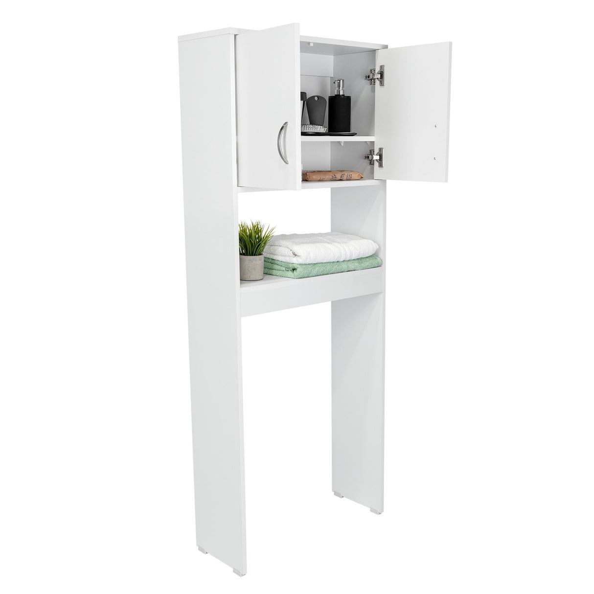 Ahorrador de Espacio para Baño Siena Blanco 63x160cm sin Cajones y con Un Entrepaño - Gabinetes | Bylmo