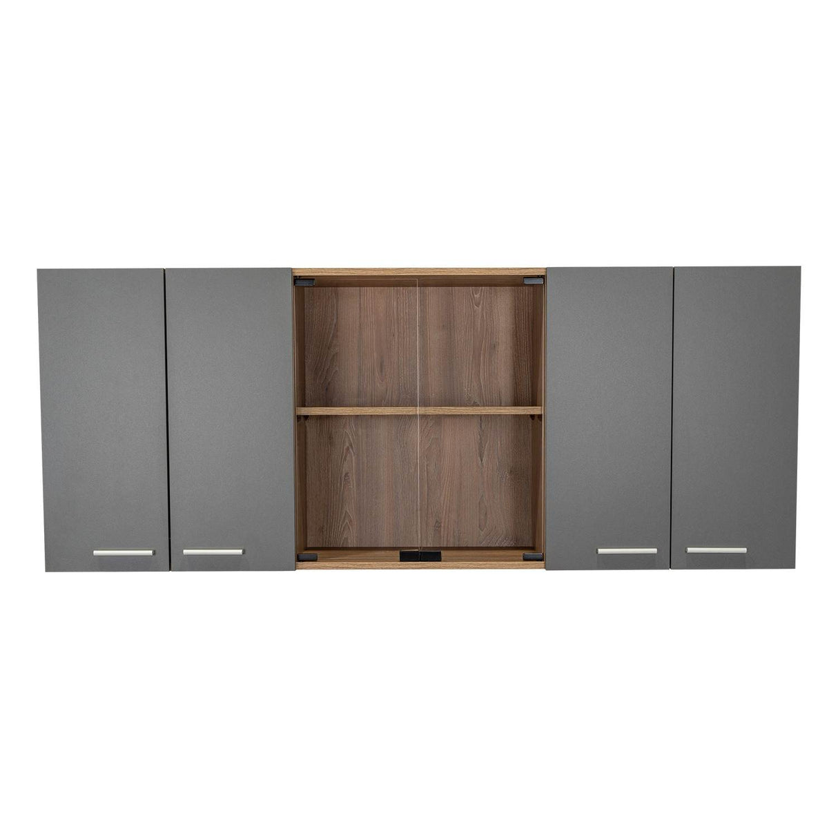 Mueble Superior de Cocina Miel y Plomo 150x60cm con Seis Puertas con Locero - Cocinas | Bylmo