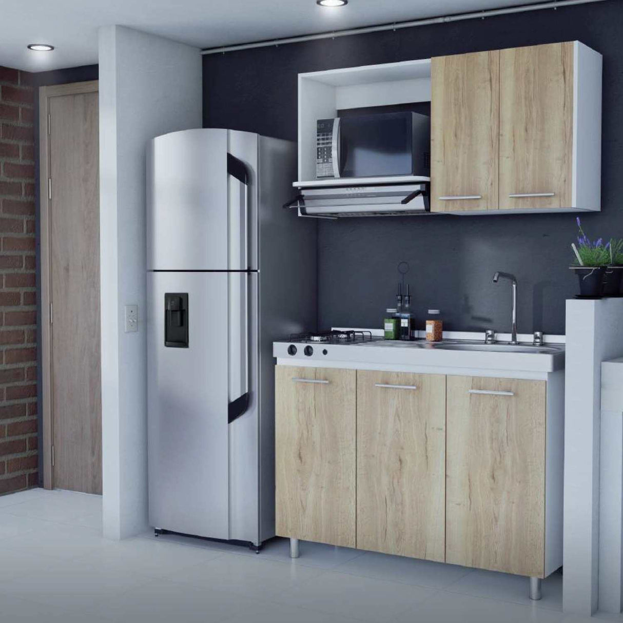 Mueble Superior Sareni Para Lado Derecho Duna 120 cm con Locero sin Campana - Muebles Superiores | Bylmo