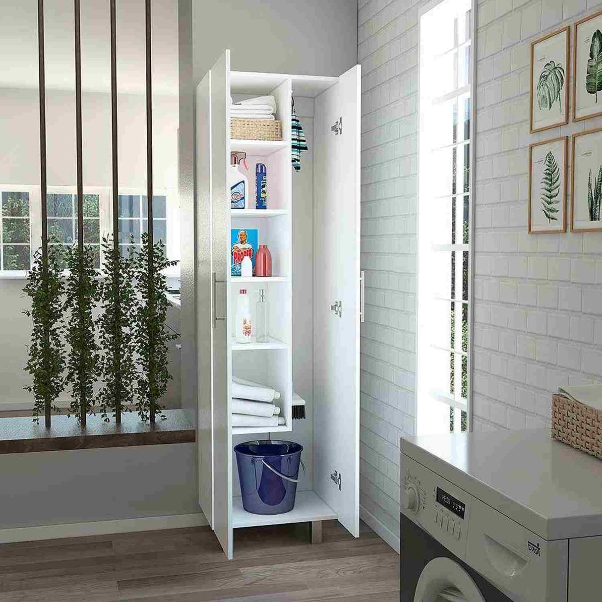 Mueble de Aseo Nala Blanco 51x181.1cm con Dos Puertas - Muebles Organizadores | Bylmo