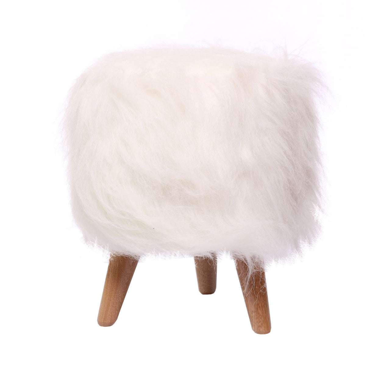 Puff Andy Blanco 31 cm con Patas de Madera - Sillas | Bylmo