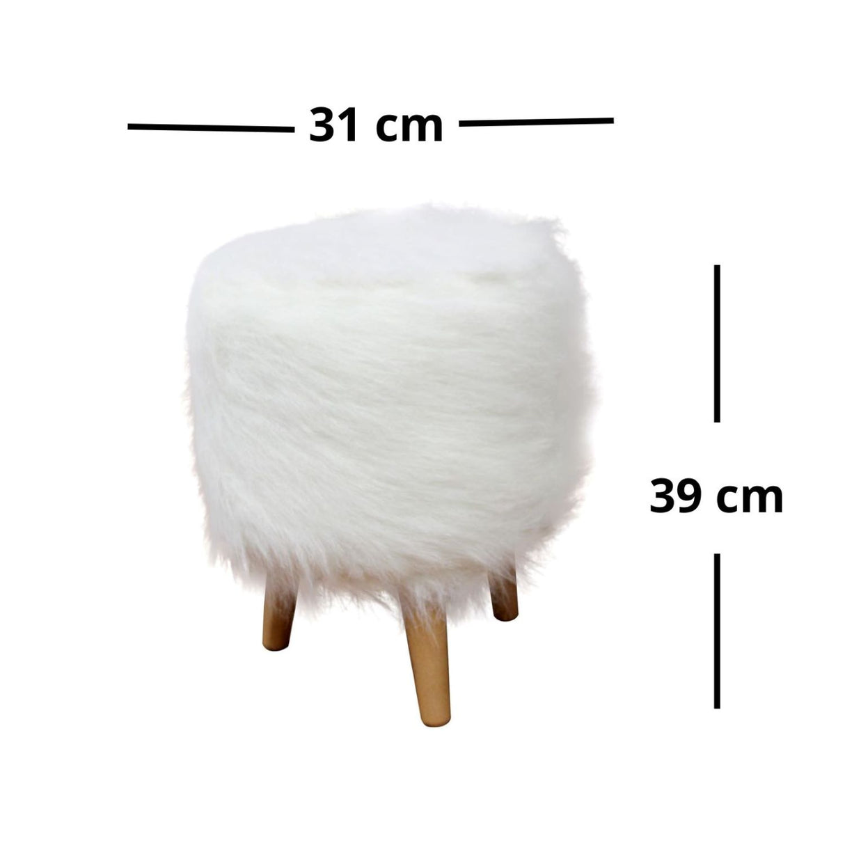 Puff Andy Blanco 31 cm con Patas de Madera - Sillas | Bylmo