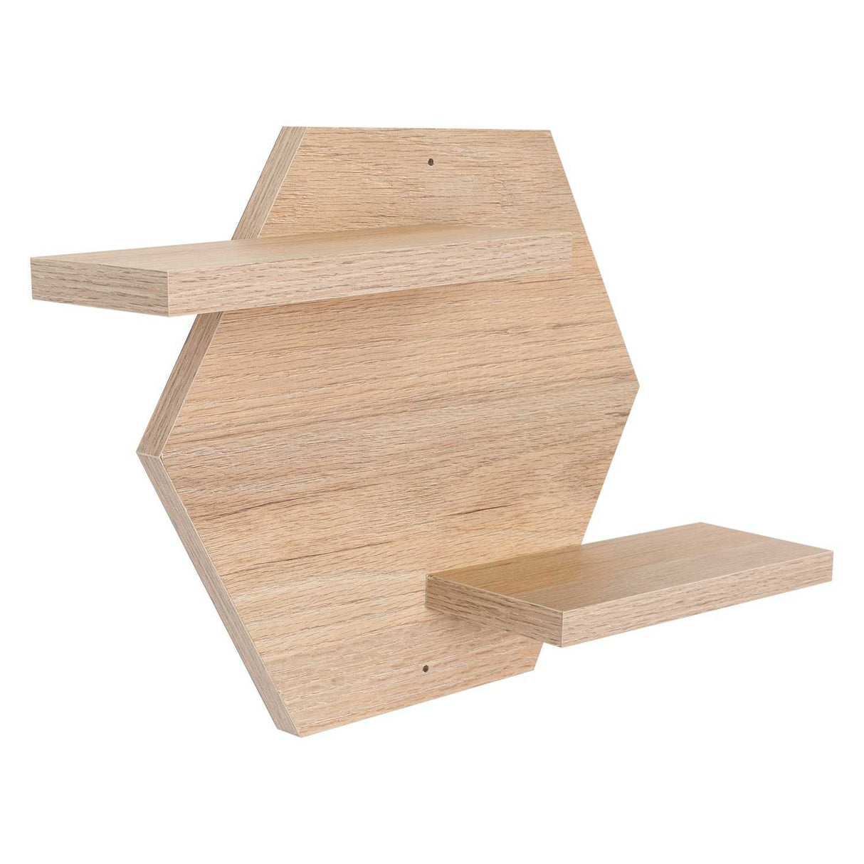 Repisa Faro Rovere y Wengue 37x25cm Hexagonal con Dos Entrepaños - Repisas y Percheros | Bylmo