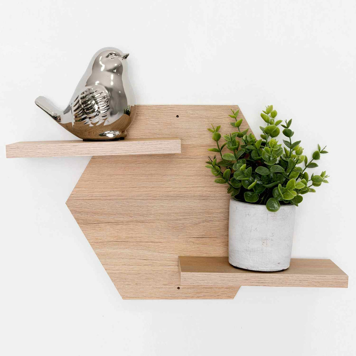 Repisa Faro Rovere y Wengue 37x25cm Hexagonal con Dos Entrepaños - Repisas y Percheros | Bylmo