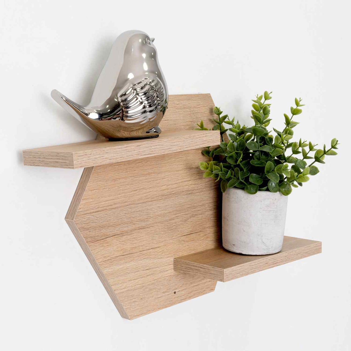 Repisa Faro Rovere y Wengue 37x25cm Hexagonal con Dos Entrepaños - Repisas y Percheros | Bylmo