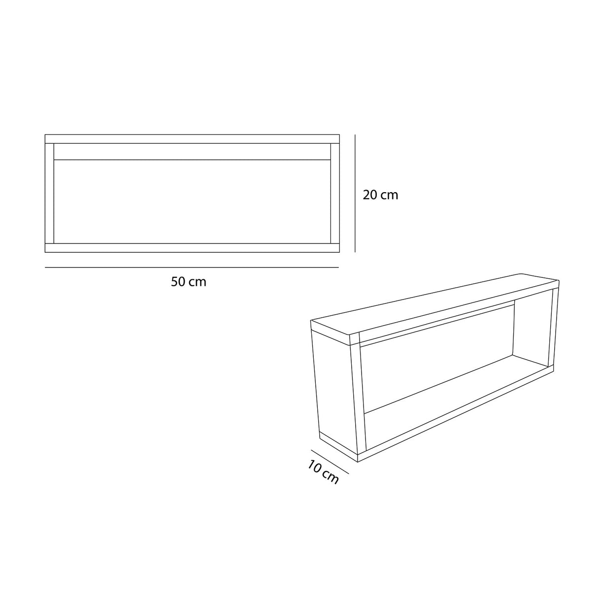 Set de 2 Repisas Rovere 50x20cm Rectangular con Dos Entrepaños - Repisas y Percheros | Bylmo