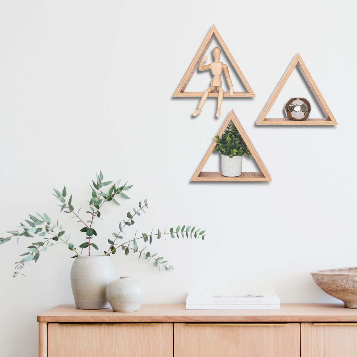 Set de 3 Repisas Rovere 30x30cm Triangular con Un Entrepaño - Repisas y Percheros | Bylmo