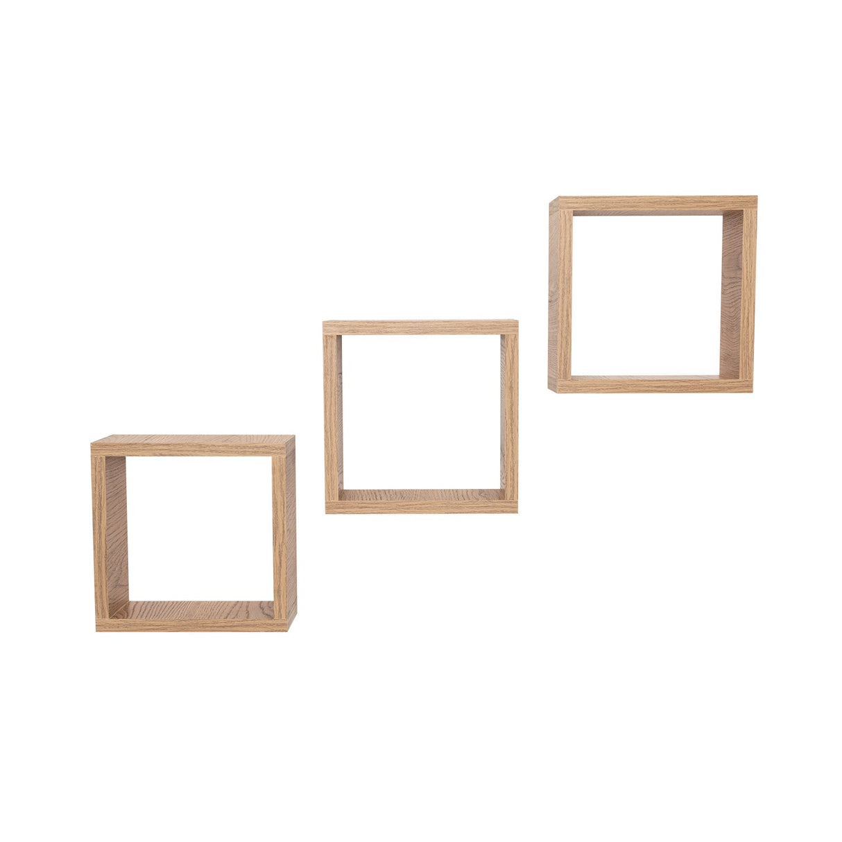 Set de 3 Repisas Eros Rovere 21x21cm Cuadrado con Un Entrepaño - Repisas y Percheros | Bylmo