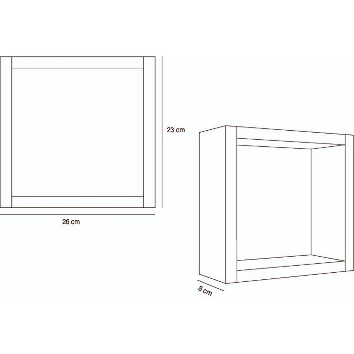 Set de 3 Repisas Eros Rovere 21x21cm Cuadrado con Un Entrepaño - Repisas y Percheros | Bylmo