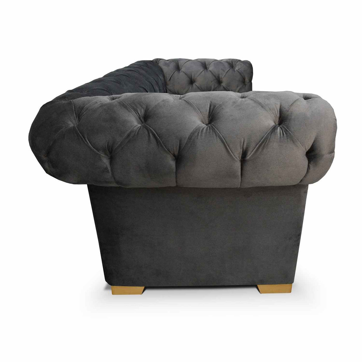 Sofá Chesterfield Gris 210x78cm De 3 Puestos con Apoya Brazos