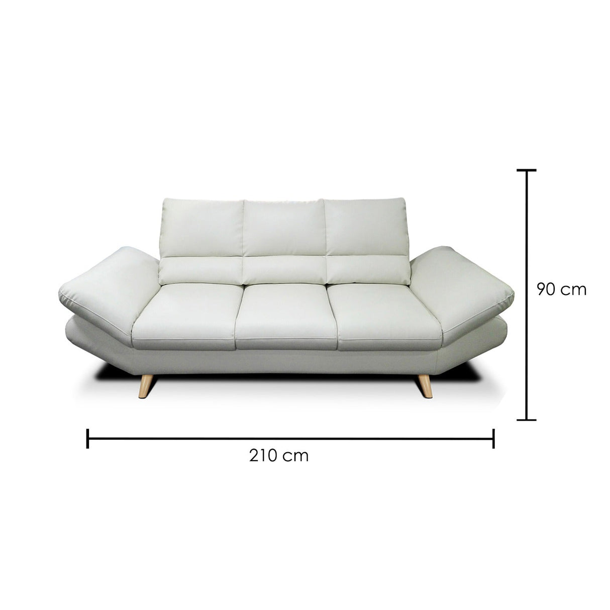 Sofá Galante Blanco Hueso 210x90cm De 3 Puestos sin Apoya Brazos