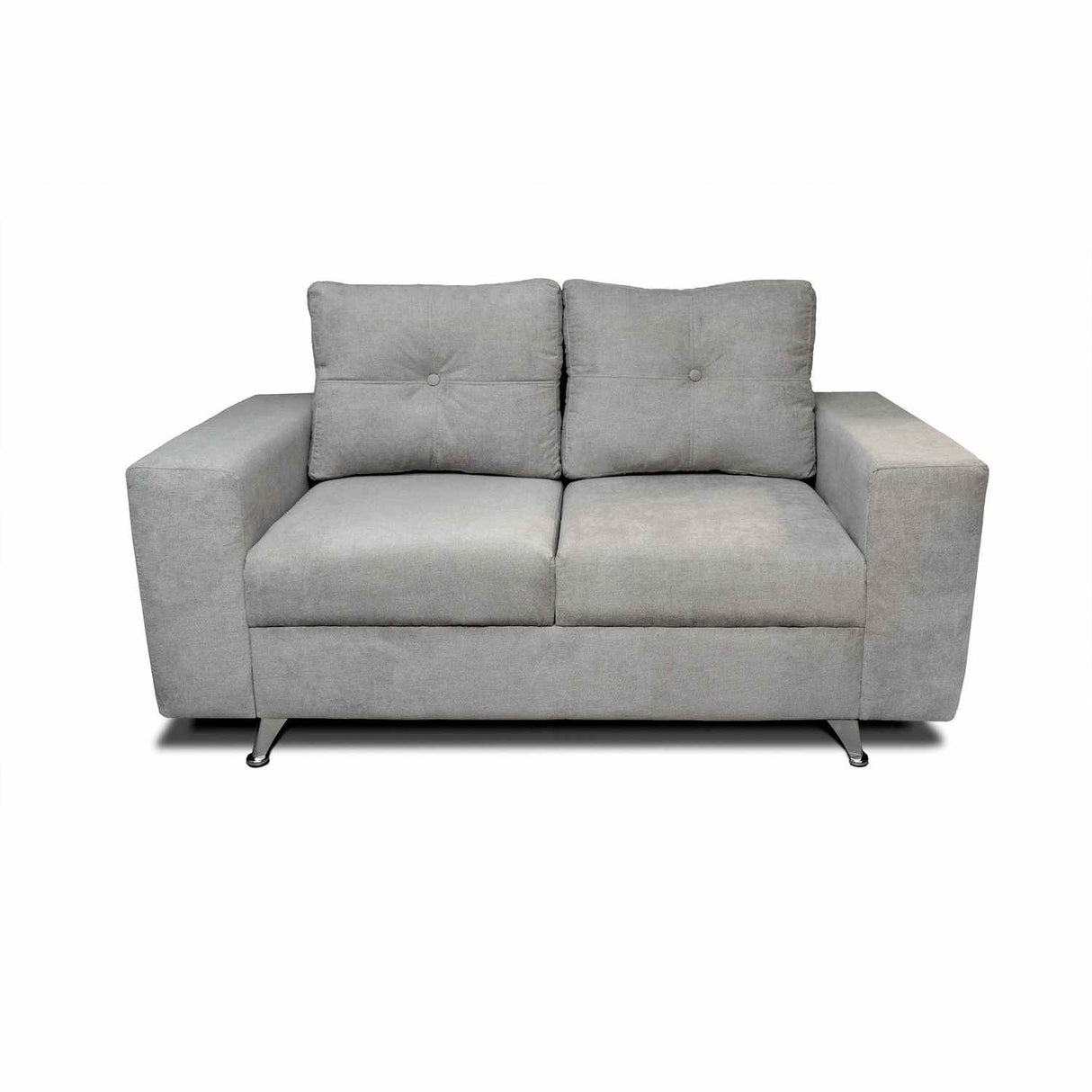 Combo Sofá y Puff Musso Gris 165x82cm De 3 Puestos con Apoya Brazos