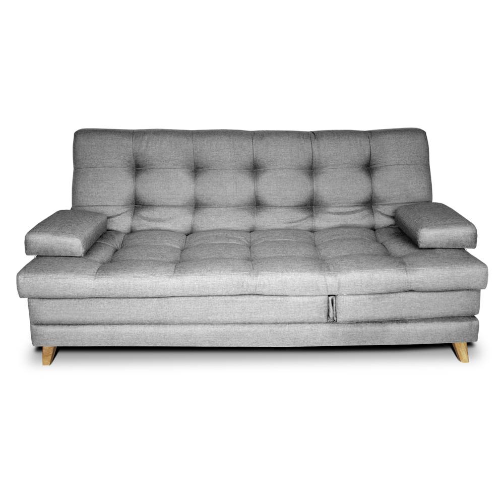 Sofá Cama Balmain Gris 185x95cm De 3 Puestos Reclinable con Apoya Brazos