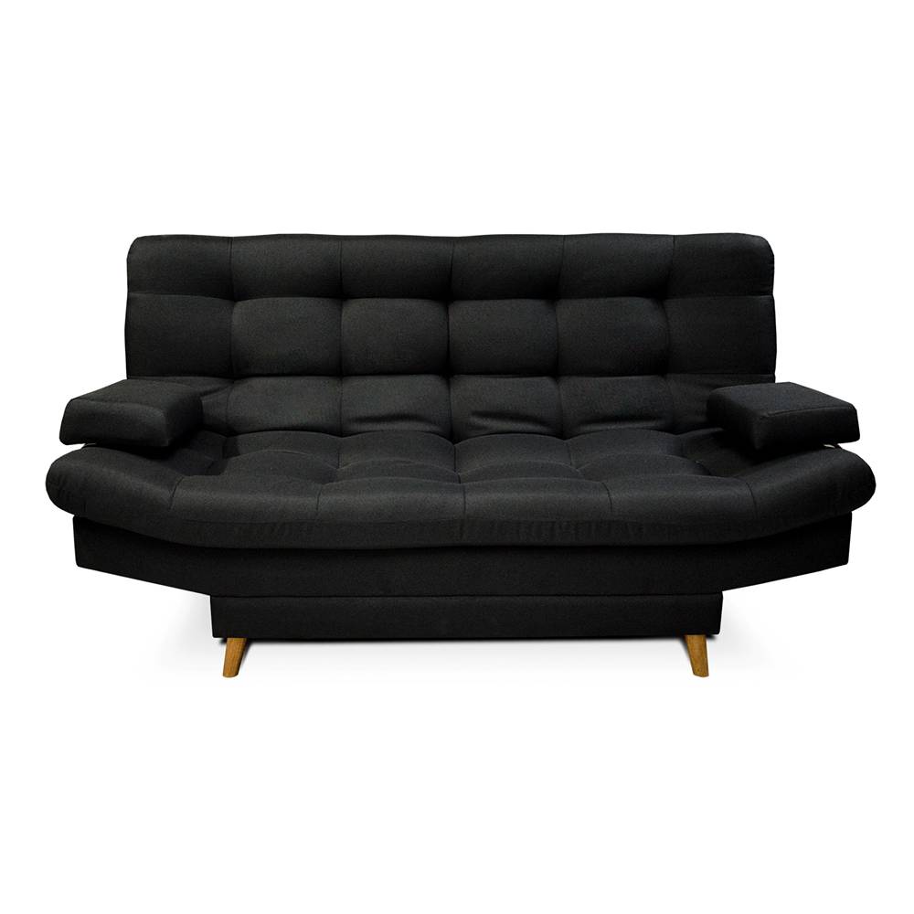 Sofá Cama Carvallo Negro 185x95cm De 3 Puestos Reclinable con Apoya Brazos