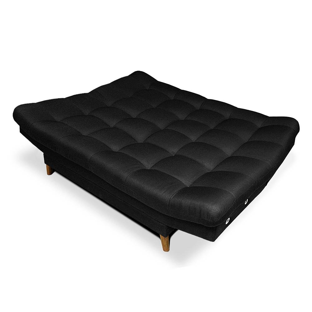 Sofá Cama Carvallo Negro 185x95cm De 3 Puestos Reclinable con Apoya Brazos