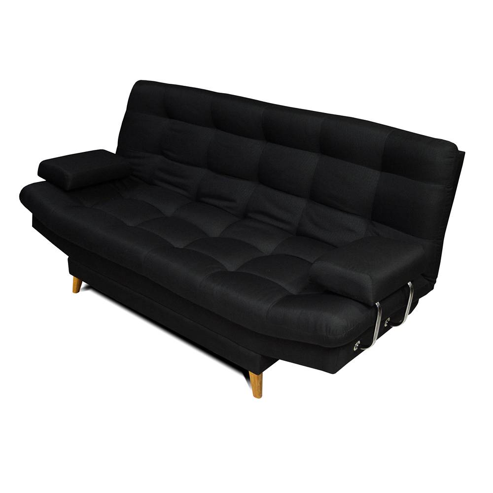 Sofá Cama Carvallo Negro 185x95cm De 3 Puestos Reclinable con Apoya Brazos