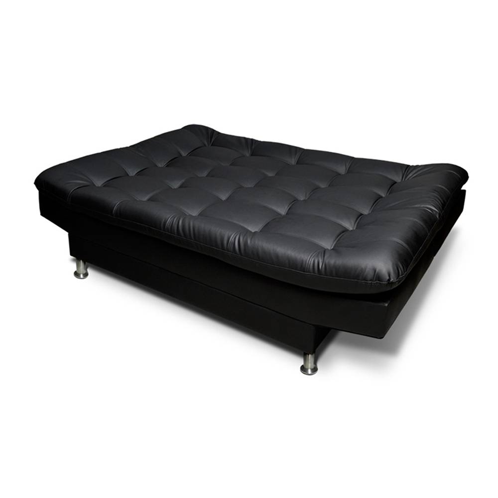 Sofá Cama Carvallo Negro 185x95cm De 3 Puestos Reclinable sin Apoya Brazos