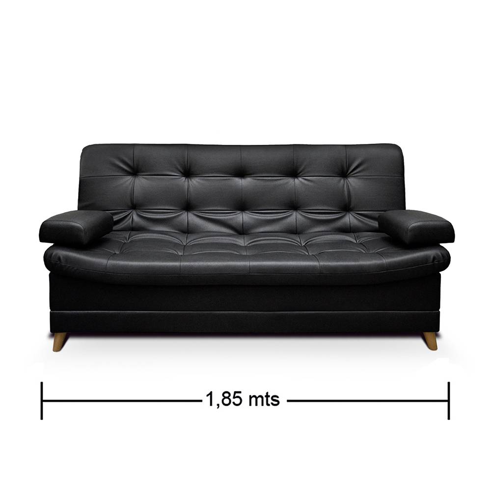 Sofá Cama Dolce Negro 185x95cm De 3 Puestos Reclinable con Apoya Brazos