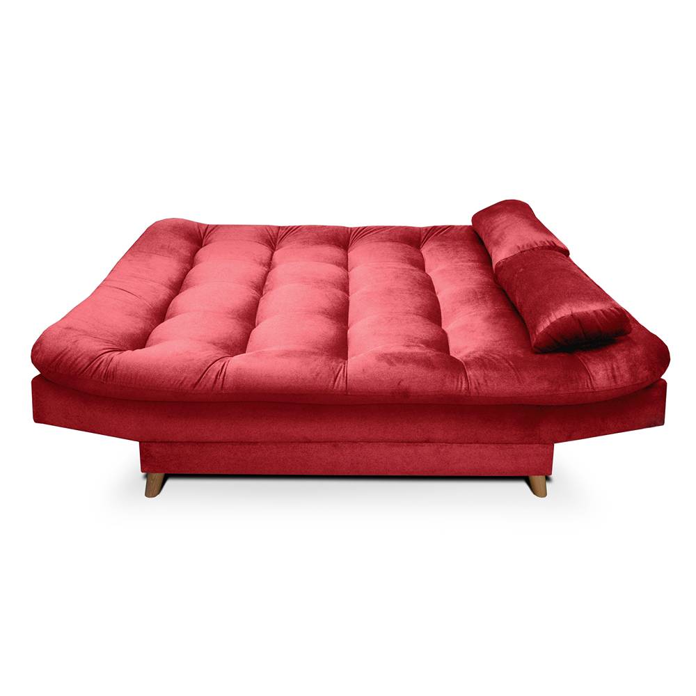 Sofá Cama Fendik Rojo 185x90cm De 3 Puestos Reclinable sin Apoya Brazos