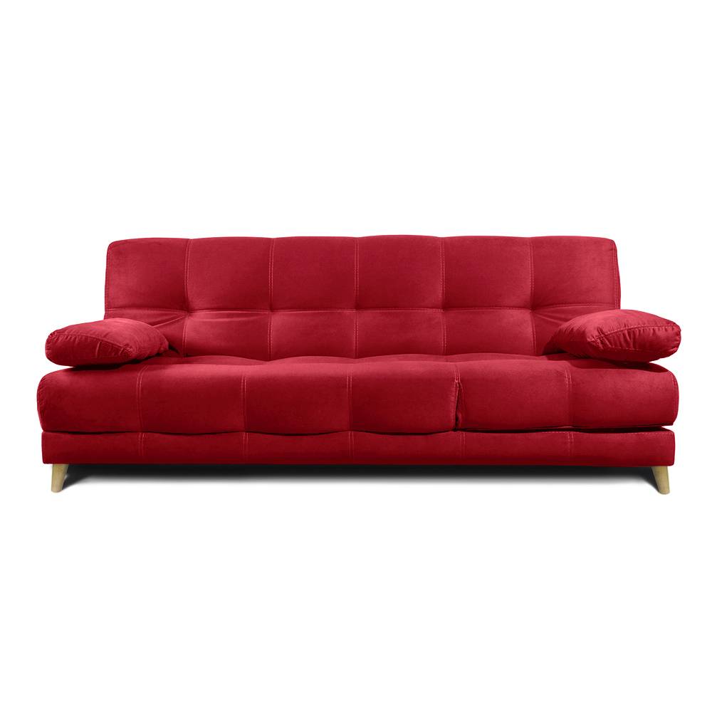 Sofá Cama Martins Rojo 190x90cm De 3 Puestos Reclinable con Apoya Brazos