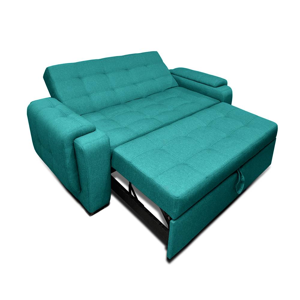 Sofá Cama Multifuncional Turquesa 185x85cm De 3 Puestos Reclinable con Apoya Brazos
